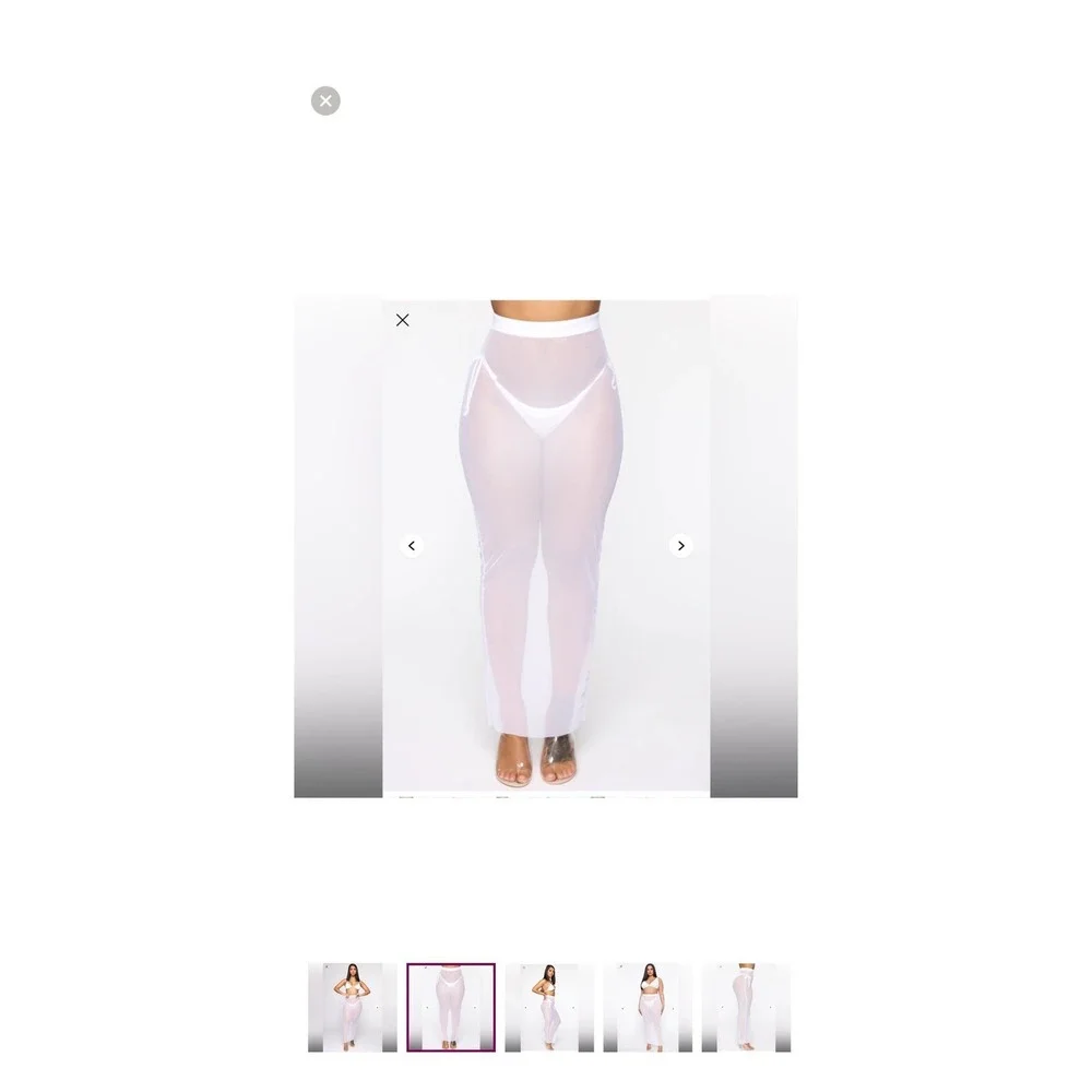 Fashion Nova Walking By The Water Coverup Skirt White Sheer Mesh Maxi Small
